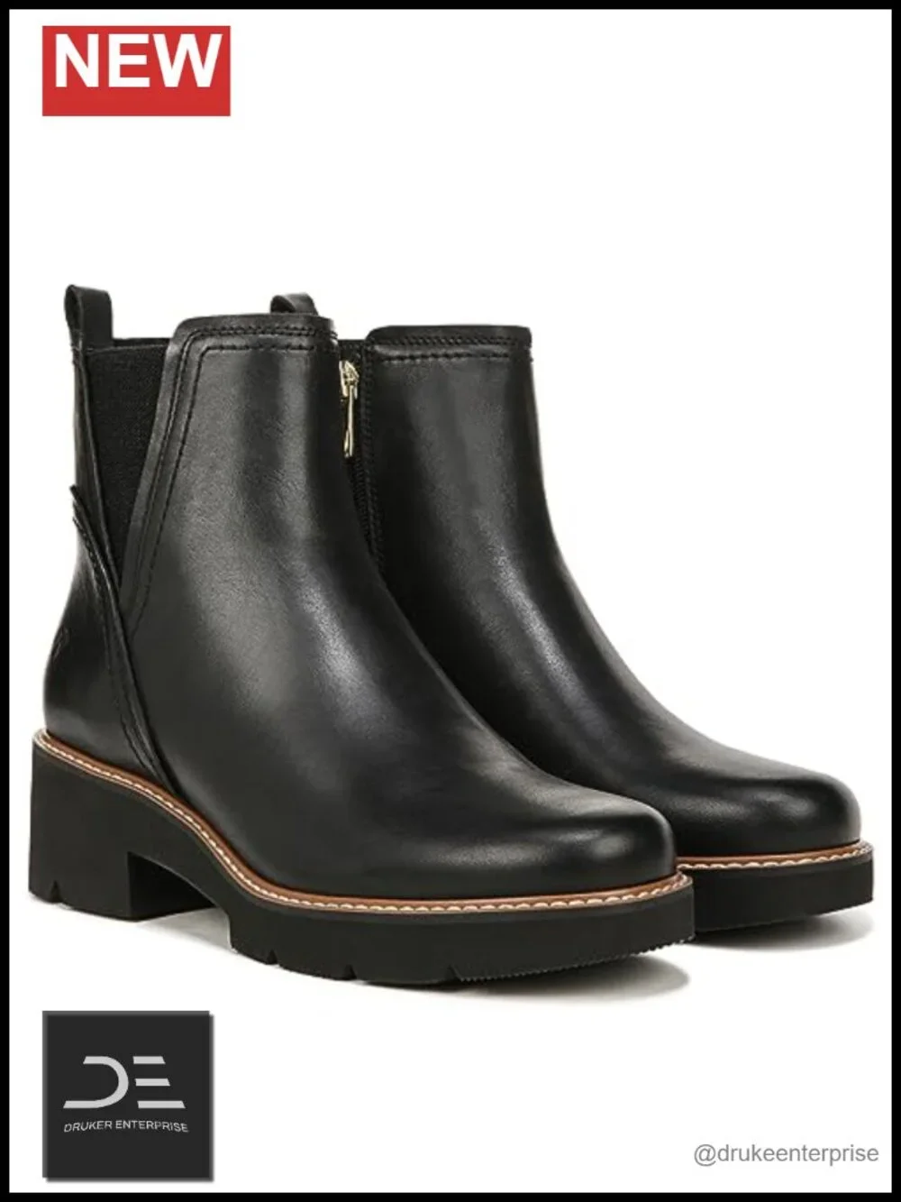 Naturalizer Ankle Boots Water-Repellent Leather Lug Sole Chelsea Booties